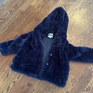 Apparis size 10 Navy Faux Fur Coat